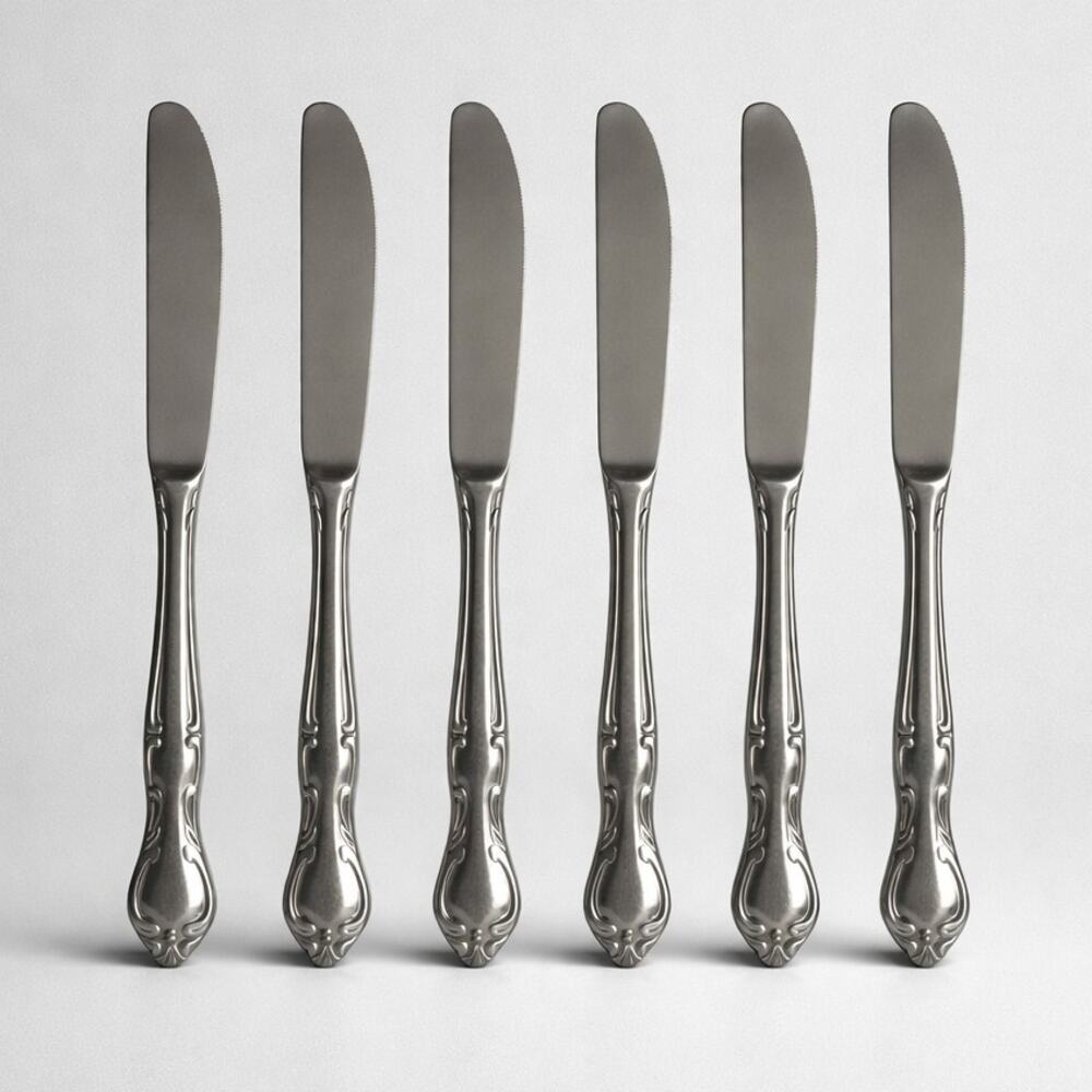 Hampton Court Stainless Japan Dinner Knives Set 6 Vintage Flatware